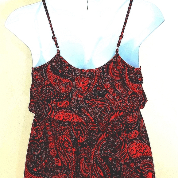 Sundress Sheer Chiffon lined red navy blue paisley Ruffled Whimsigoth Fairycore - Picture 7 of 9
